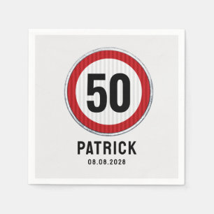 50. Geburtstag Geschwindigkeitsbegrenzungsschild Serviette
