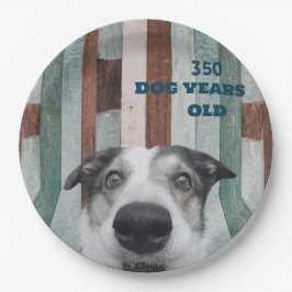 50. Geburtstag gestreifter Hund Nah-up Papierplatt Pappteller