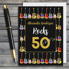 50. Geburtstag Gitarrenrocks 50 Personalisiert Postkarte