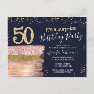 50. Geburtstag Glitter-Kuchen Überraschungsparty P Postkarte