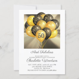 50. Geburtstag Gold Black Glitzer Metallic Einladung
