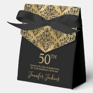 50. Geburtstag Gold Damast Danke  Geschenkschachtel