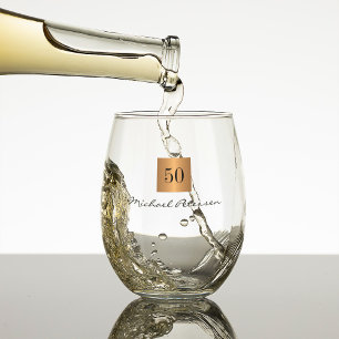 50. Geburtstag Gold elegante Schrift Name individu Weinglas Ohne Stiel