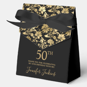50. Geburtstag Gold Floral Danke Geschenkschachtel