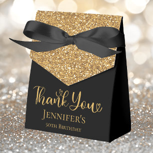 50. Geburtstag Gold Glitter Danke Geschenkschachtel