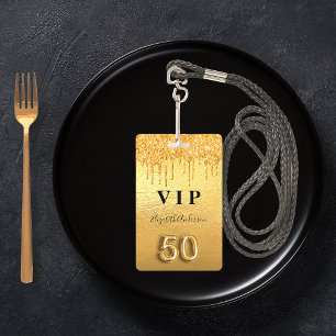 50. Geburtstag Gold Glitter Tropfen Ausweis
