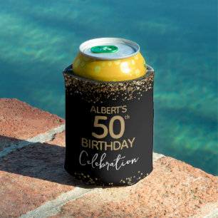 50. Geburtstag Gold Glitzer und Black Dosenkühler