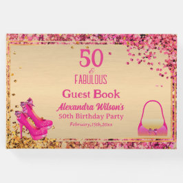50. Geburtstag Gold Hot Pink High Heels Glittery Gästebuch