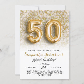 50. Geburtstag Gold Marmor Einladung