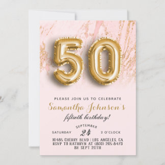 50. Geburtstag Gold Marmor Einladung