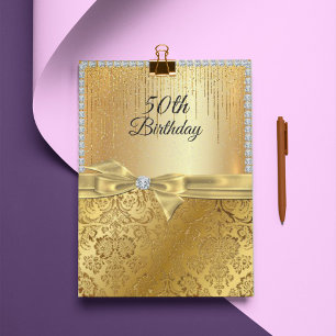 50. Geburtstag Gold Metallisch Diamant Glitter Einladung