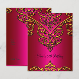 50. Geburtstag Gold Overlay auf Rich Pink Einladung