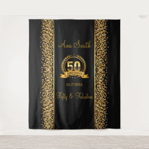 50. Geburtstag Gold & Schwarz Geburtstagsfeier Tap Wandteppich
