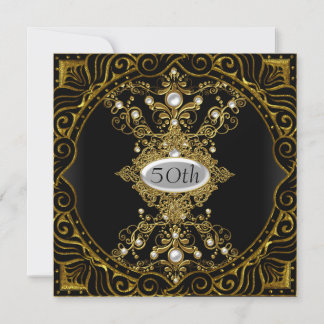 50. Geburtstag Gold Schwarz Party Einladung