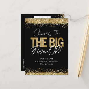 50. Geburtstag Gold Schwarz Save the Date Postkart Postkarte