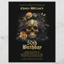 50. GEBURTSTAG GOLD SKULL ROSE HALLOWEEN-PARTY