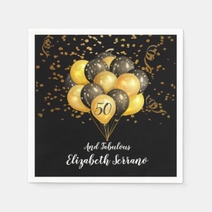 50. Geburtstag Gold und schwarze Balloons und Conf Serviette