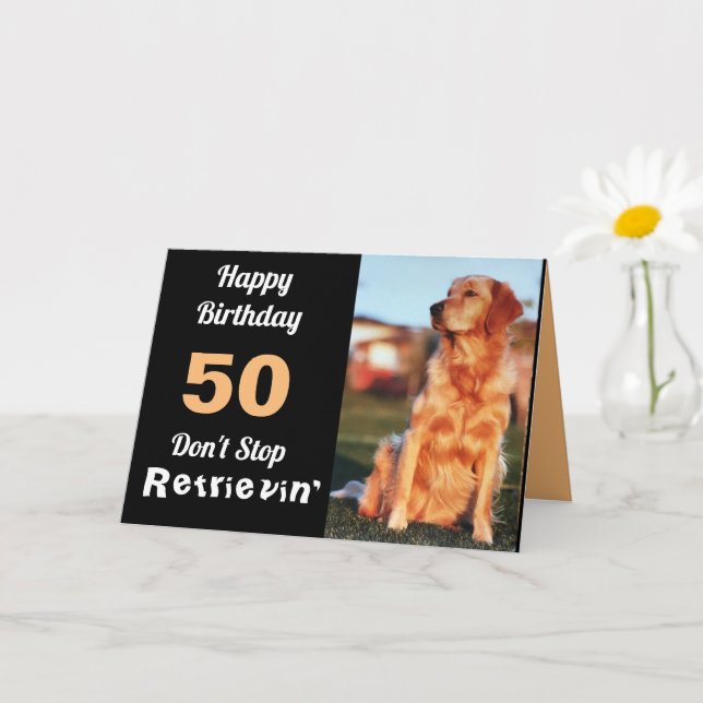 50. Geburtstag Golden Retriever Niedlich Funny Karte (Kleine Pflanze)