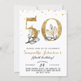 50. Geburtstag Goldene Blüte Einladung