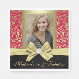 50. Geburtstag goldfarbener Damast Serviette