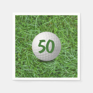 50. Geburtstag Golf Ball auf Grass Napkins Serviette