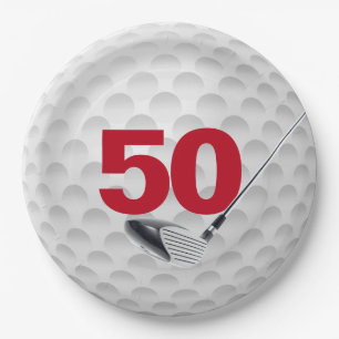 50. Geburtstag Golf Ball Design Paper Plate Pappteller