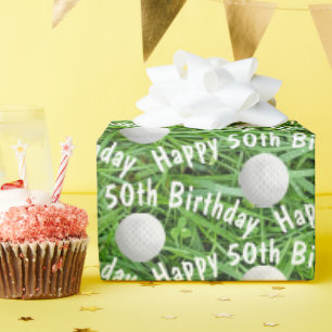 50. Geburtstag Golf Balls auf Grass Wrapping Paper Geschenkpapier