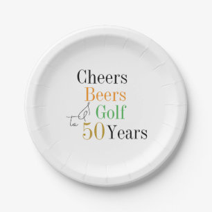 50. Geburtstag Golf Cheers Beers Party Pappteller