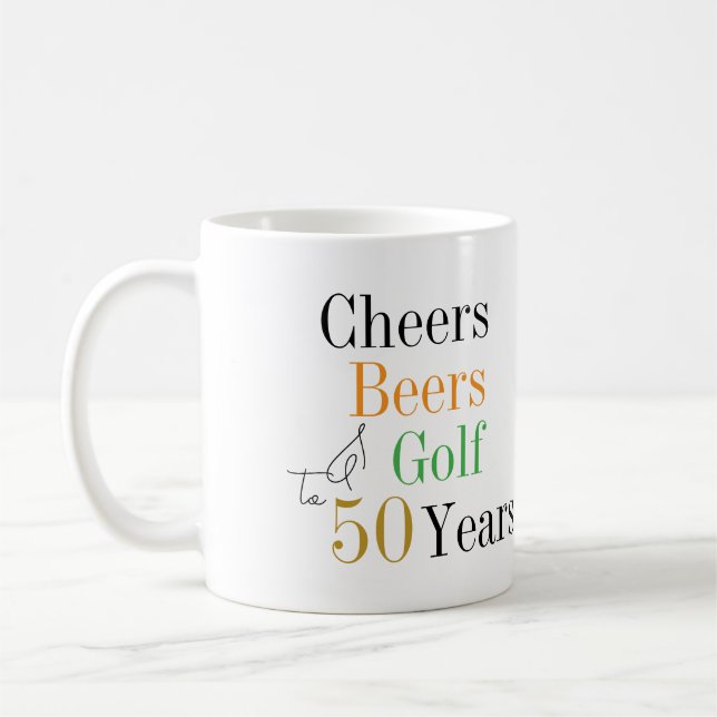 50. Geburtstag Golf Cheers Biere Minimal Kaffeetasse (Links)