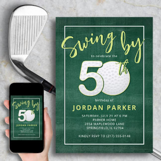 50. Geburtstag Golf Thema Schwung von Stylish Gree Einladung