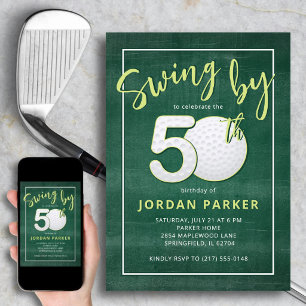50. Geburtstag Golf Thema Swing By Stylish Green Einladung
