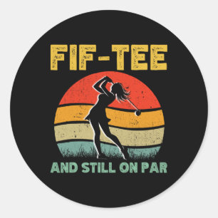 50. Geburtstag Golf Women's Design Retro 50 Jahre  Runder Aufkleber