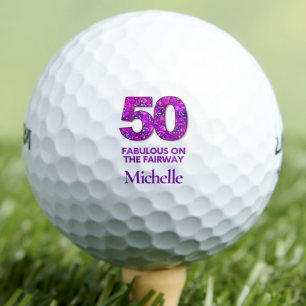 50. Geburtstag Golfer 50 und üppige Lila Blume Golfball