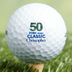 50. Geburtstag Golfer-Geschenk, Cool Kariert 50 Golfball