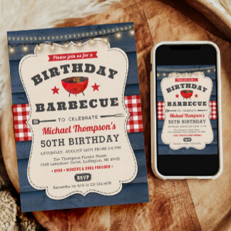 50. Geburtstag GRILLEN Summer Barbecue Party Einladung