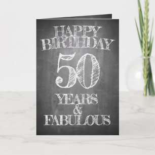 50. Geburtstag Grußkarte im Kreidetafel-Stil Karte