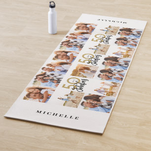 50. Geburtstag gutes Gold schwarzes Foto Collage s Yogamatte