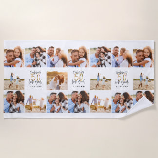 50. Geburtstag gutes goldschwarzes Foto Collage Ch Strandtuch