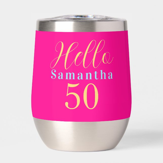 50. Geburtstag Hallo 50 Hot Pink Party (Vorderseite)
