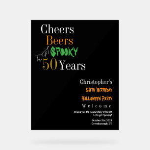 50. Geburtstag Halloween Gruselparty Willkommen Acrylschild