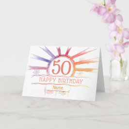50. Geburtstag - handgezeichneter mehrfarbiger Son Karte