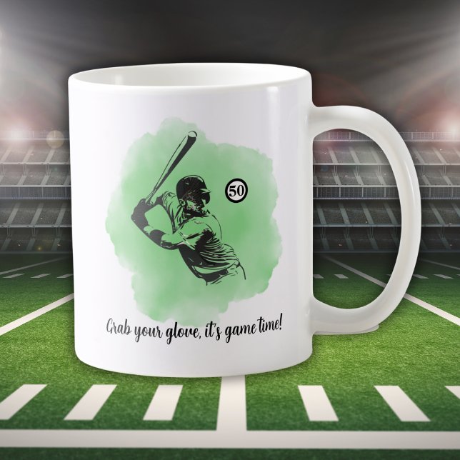 50. Geburtstag Herren Baseball-Schlagmann Kaffeetasse (Von Creator hochgeladen)