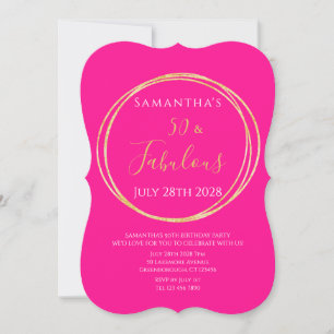 50. Geburtstag Hot Pink Gold Geburtstagseinladung Einladung