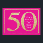50. Geburtstag Hot Pink und Gold Glitzer Einladung<br><div class="desc">Einladung zum 50. Geburtstag. Hot Pink und Gold Glitzer Geburtstagsparty Einladung mit Hot Pink Hintergrund. Überraschung Geburtstag. Erwachsener Geburtstag. Männer oder Frauen schnappen Party.
Für weitere Anpassungen klicken Sie bitte auf die Schaltfläche "Anpassen" und verwenden Sie unser Designwerkzeug,  um diese Vorlage zu ändern.</div>