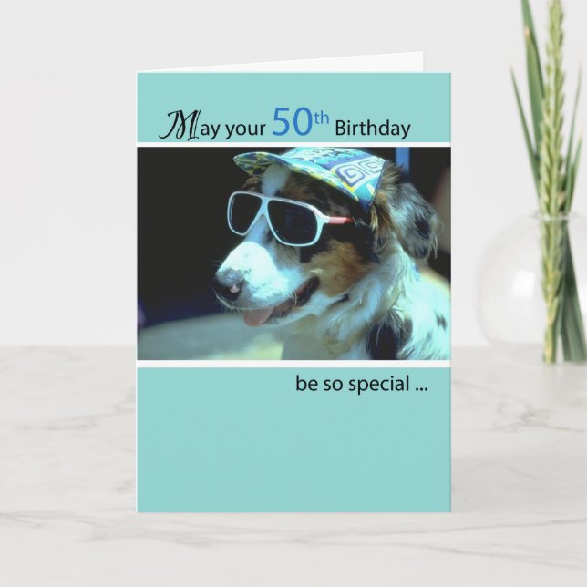 50. Geburtstag Hund in Sonnenbrille Karte (Vorderseite)