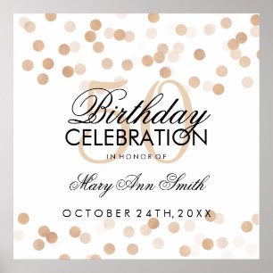 50. Geburtstag Imitate Kupferfolie Glitzer Lights Poster