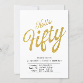 50. Geburtstag in Weiß und Gold Einladung