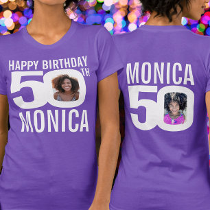 50. Geburtstag individuelle Name Fotovorlage weiß T-Shirt