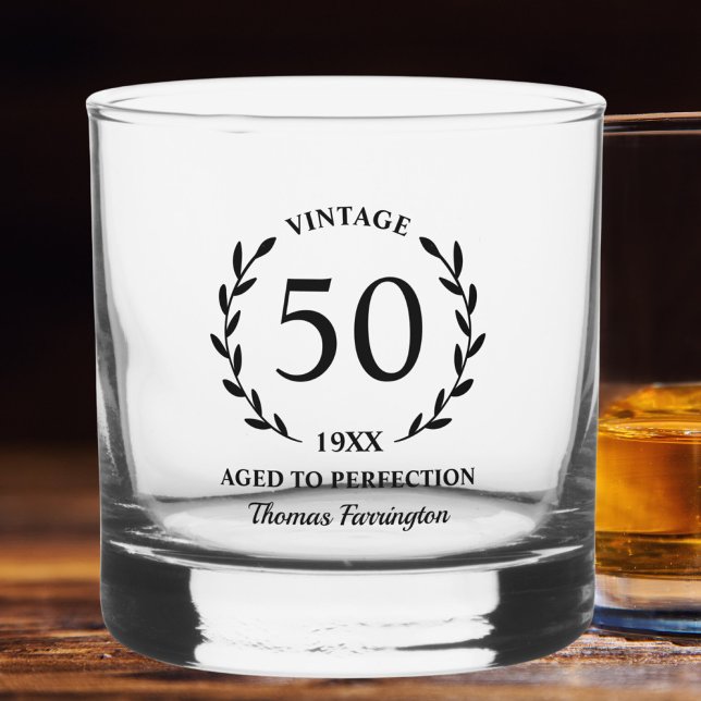 50. Geburtstag Jahr des vollkommenen Individuellen Whiskyglas (Von Creator hochgeladen)