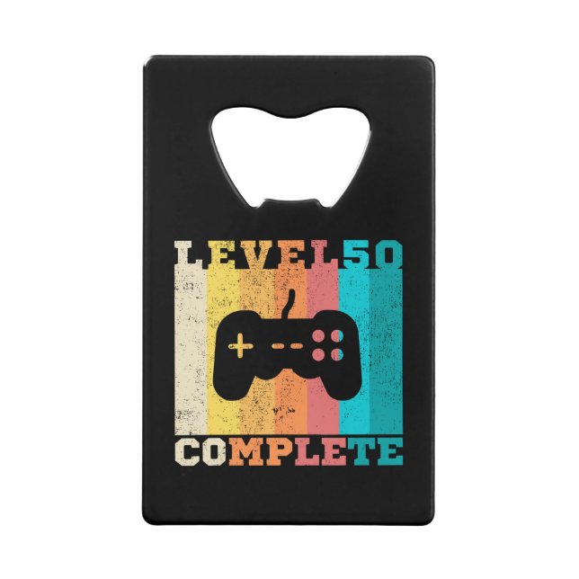 50. Geburtstag/Jahrestag Stufe 50 abgeschlossen Geldbeutel Flaschenöffner (Vorderseite)